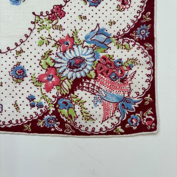 Linen Calico Bridesmaid Wedding Handkerchief Vintage Cottagecore Floral Dainty - Picture 2 of 5